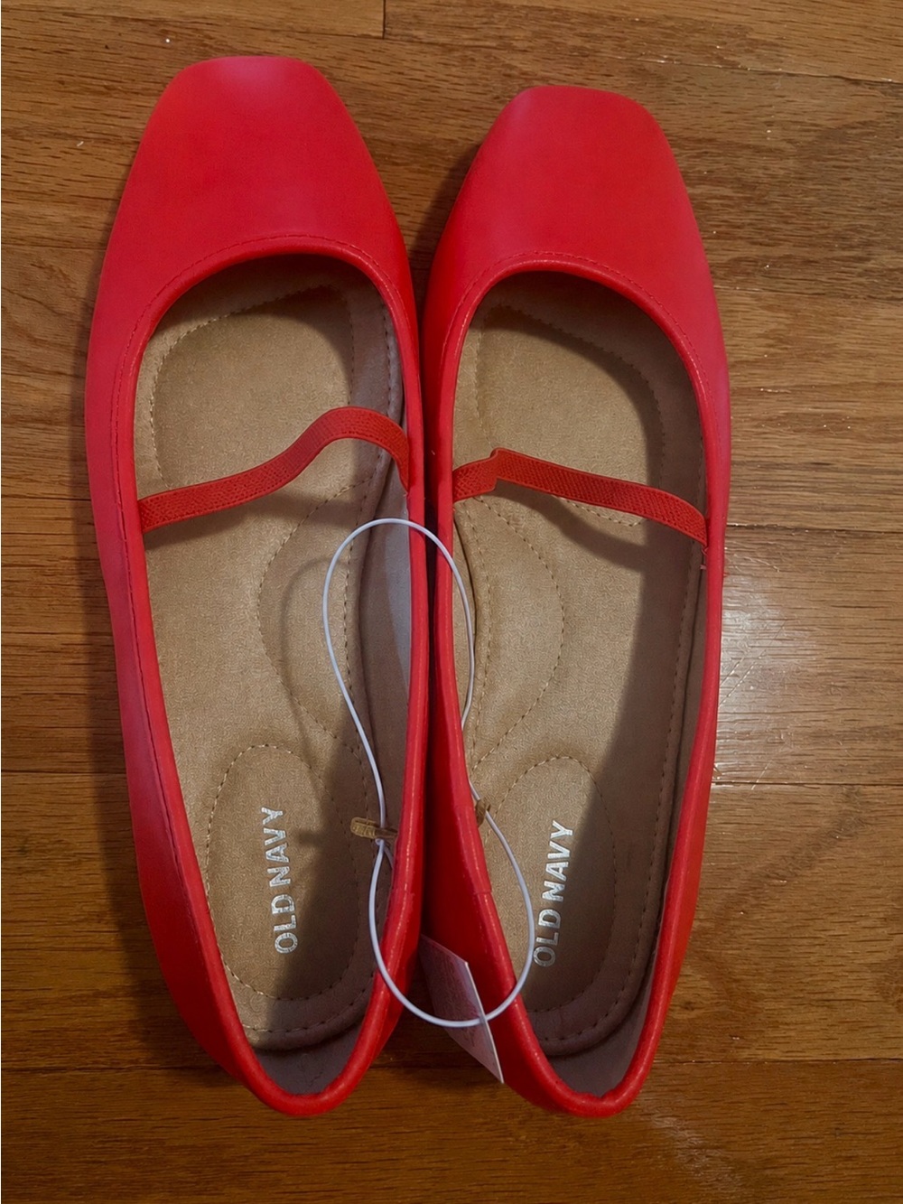Old Navy Red Square-Toe Mary Jane Flats with Elastic Strap
